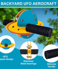 Backyard Zip Line Kit For Kids And Adults With 75 100 120 And 150 Ft Trolley Options 350 Lb Weight Capacity Includes Swing Seat And Stainless Steel Brake And Safety Cable For Ultra Safe Outdoor Fun UFO shaped design with silicone handle