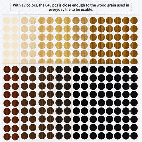 648 Piece Screw Hole Cover Sticker Set In 12 Colors, Adhesive PVC Caps For Wood Screws, Colorful Wall Cabinet And Desk Hole Plugs