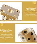 Set Of 2 Brass Square Flanged Sleeve Bearings 20 By 28 By 20 Millimeter With 49 Millimeter Flange 6 Millimeter Thick Hole Five Point Five Millimeter Fits 20 Millimeter Shafts High Precision Durable Heavy Duty Machine Bearing For Equipment, brass flange and sleeve views