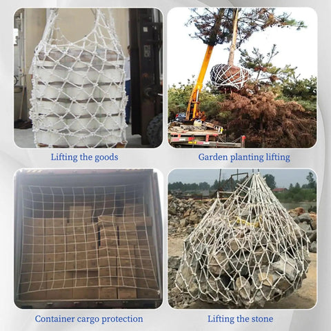 Heavy Duty Cargo Lifting Net 1.5x1.5m hoisting webbing, lifting goods, trees, and stones, 2 ton load capacity, reinforced design