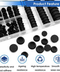 65 Pcs Rubber Plugs For Round Holes Set In 6 Sizes Assorted Silicone Plugs In Organizing Box, Display Features For Home Improvement