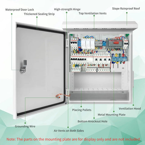 Badass Outdoor Electrical Box With Heavy Duty Cooling Fan And Smart Ventilation Design IP65 Waterproof Street Light Cabinet open view with internal components and ventilation features.