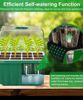 Self Watering Seed Starter Tray Kit With Grow Light And Timing Controller, No Fuss 6 Pack 72 Cell showing self-watering function