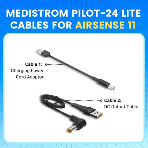 Power Cord Kit For AirSense 11 CPAP Backup Power And Travel Use With Pilot 24 Lite Cable Kit Includes DC Output Cable And Charging Adapter Cable For Reliable CPAP Therapy On The Go.