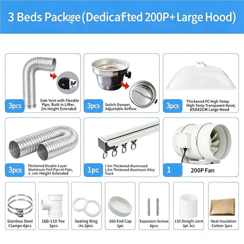 Commercial 130W Ceiling Fume Extractor With Silent 22dB Centrifugal Fan For Spas Clinics And Moxibustion Rooms True Workhorse Smoke Exhaust Ventilation System That Clears The Room And Keeps Your Space Crystal Clear Zero Hustle components including pipes, hoods, and fan.