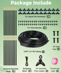 130 Ft Drip Irrigation Kit For Garden With 20 Adjustable Sprayers And One Quarter Inch Tubing components layout