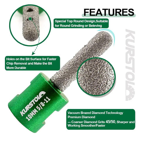 Diamond Finger Milling Bit For Hole Enlargement And Shaping, Diamond Coated Core Bit With Five Eighths By Eleven Thread, Diameter Three Quarters Inch