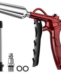 Retro Red High Volume Air Blow Gun With Powerful Flow Nozzle, 4.9 Inch Stainless Steel Extension, 1/4 Inch Quick Plug, Heavy Duty Pneumatic Tool