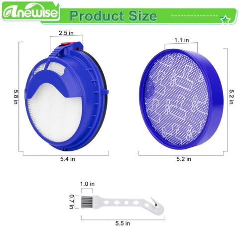 Replacement Filter Kit For Dyson DC25 Vacuum Ball Series With Washable Pre Motor Filter And HEPA Filter packaging size illustration