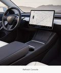 Tesla Model 3 Y Center Console Storage Trays Flocked Accessory Organizers Fit 2017 To 2023 shown in vehicle interior.