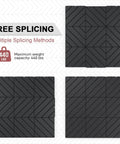Interlocking 12x12 Outdoor Floor Tiles For All Weather Use, Waterproof Deck Tiles showing splicing methods in dark grey design.