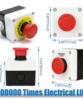 Red Mushroom Emergency Stop Button Switch 22mm 2NC Latching Estop 600V 10A, 40mm button head and dimensions shown