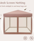10x10 Pop Up Canopy Tent With Netting Quick Setup Instant Gazebo Shelter EZ Up Screen House With mesh netting visible