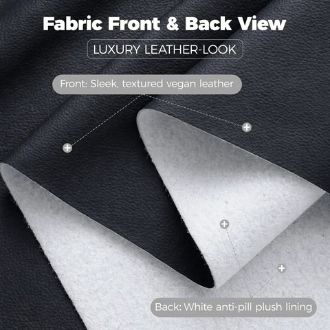 Beefed Up 1.8mm Faux Leather Keyboard Cover showing textured vegan leather front and white anti-pill lining back view
