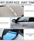 Collage showing front cover, car door, and rearview mirror cleaned with Windshield Crack Repair Kit Two Pack With 30ml Liquid Resin And UV Film Quick Fix For Chips Stars And Bullseyes All Glass Repair Tool For DIY Auto Glass Chips Repair In Minutes With Sun Cure.