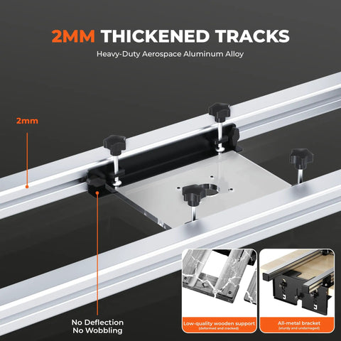 Heavy Duty Aluminum Router Sled For Slab Flattening 47 Inch 3 Axis Height Adjustable Wood Planing Jig with thickened tracks