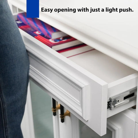 20 Inch Push To Open Soft Close Drawer Slides Heavy Duty Pair With Smooth Hydraulic Damping For Quiet Operation Easy Soft Close And Push Open Ideal For Kitchen Cabinets And Office Drawers, drawer open with light push
