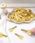 Bulk 50 Pcs Do Not Duplicate Metal Key Blanks For House Door Locks Gold SC4 Replacement Keys on ceramic tray