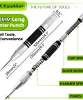 Heavy Duty Self Centering Hinge Drill Bit Set With A Quarter Inch Hex Shank And Tough As Nails Center Punch with spring mechanism