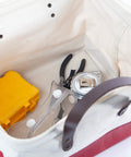 Heavy Duty 18 Oz Canvas Tool Bag With Dipped Bottom Killer Contractor Gear Tote For Job Site Projects loaded with tools.