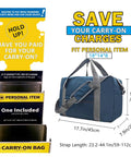 Underseat Carry On Duffle Bag 30L For Airplanes Foldable Travel Tote 18x14x8 Inches Navy Waterproof And Durable With Rugged Zippers