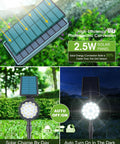 Multicolor Solar Lights Outdoor Pack Of 4 With 18 LEDs Waterproof Landscape Spotlights showing solar panel and illumination
