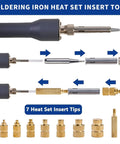 Digital Soldering Iron Heat Set Insert Tool Kit For Fast Workhorse Threaded Inserts In Plastic And 3D Printing shown with tips.