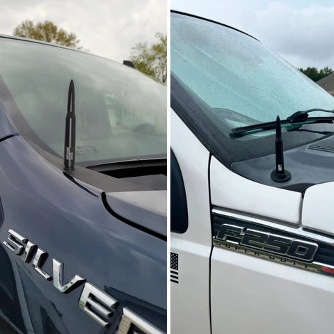 American Flag Tire Valve Cap Antenna, Go-To Universal Short Replacement For Trucks And SUVs on Chevy Silverado and Ford F250