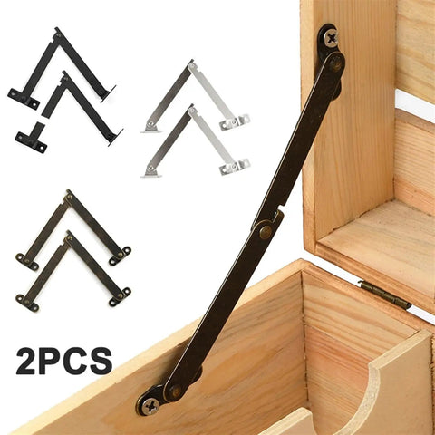 2 Pack Wooden Box Positioning Tripod Folding Support Hinges for Jewelry Case and Craft Boxes Black Durable Corner Bracket