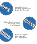 HQMaster 10-pack O-flute CNC router bits, 1/8in shank, tungsten carbide, upcut, single-flute end mills for MDF/wood