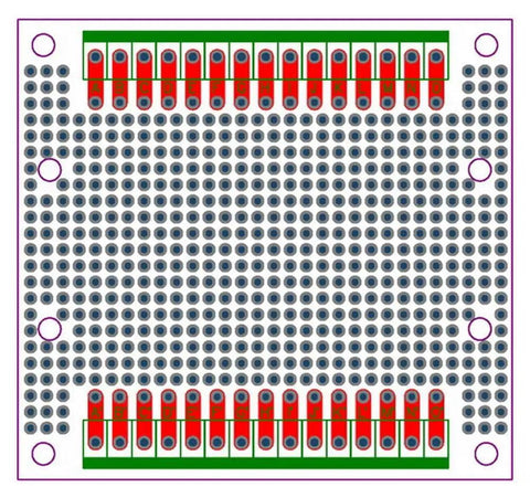Top view of prototype board for DIY prototyping, fits DIN Rail Mounting Carrier Housing, PCB Size 77.4mm x 72mm, 1.6mm FR-4 material