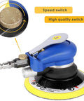 6 Inch Air Random Orbital Sander With Pro Grade Pneumatic Power Includes Hose And Dust Bag For Car Metal Wood Sanding