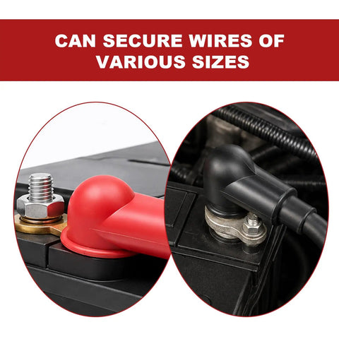Beefy Side Post Battery Terminal Covers 2 Pack In Red Plus Black Heavy Duty Pvc Shield on battery terminals securing wires.