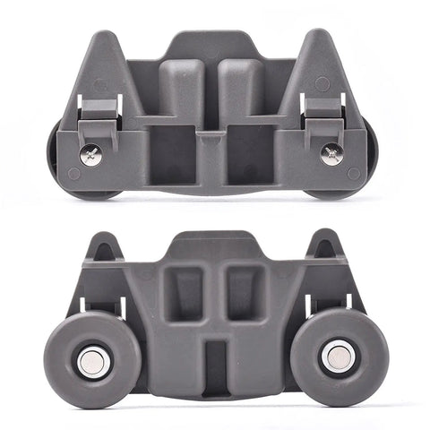 Four Pack Upgraded Lower Dishwasher Wheel Replacement Set With Carbon Steel Screws, Rust Resistant Durable Roller Wheels, front and back view.