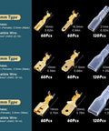 720-Piece Wire Spade Connector Kit With 2.8mm 4.8mm 6.3mm Male And Female Crimp Terminals And Insulating Sleeves Set