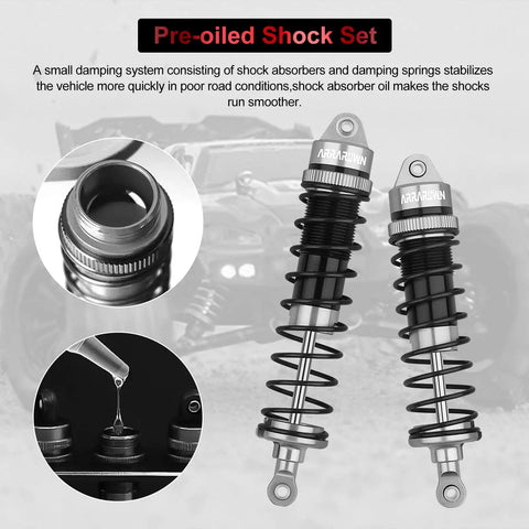 Beefy 4Pcs Aluminum Front And Rear 1:10 RC Shock Set, Drop In Replacement For AR330550 AR330551, Pre Oiled And Ready To Roll