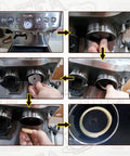 Installation steps for 54mm Silicone Steam Ring Replacement Gasket for Espresso Machines Dope Fit on Breville and Sage models.