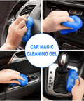 Hands using cleaning gel on car vents, dashboard, gear shift, and window controls; part of 7 Piece Must Have Car Detailing Brush Kit