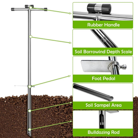 40 Inch Stainless Steel Soil Sample Probe With T Style Handle For Precise Soil Core Sampling In Garden Farm Lawn Golf Course And Outdoor Use Built To Last Rust Resistant