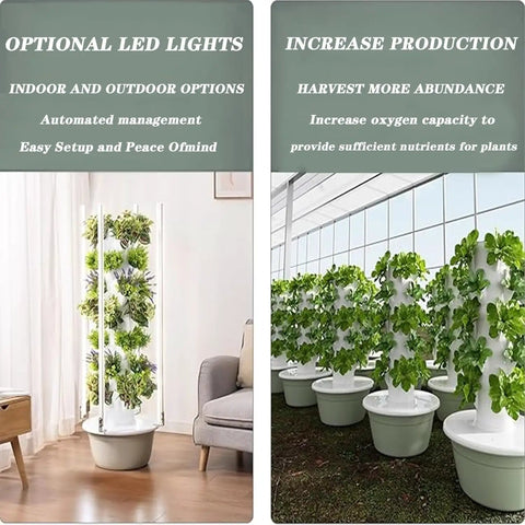 Indoor 9 Layer Hydroponic Tower Garden Kit For Green Vegetables, Fruits And Herbs in living room and greenhouse setting