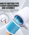 Pro Level Manicure Nail Vacuum Cleaner With Dimmable LED Lamp And Washable Reusable Filter For Zero Mess Dust Extraction and Glitter Cleanup showing magnetic suction type filter adjustment.