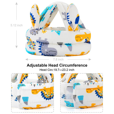 Breathable Baby Helmet For Crawling And Walking, Dinosaur Design, Lightweight Toddler Head Protector With Soft Cushion, Adjustable