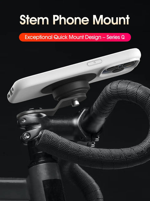 Quad Series Mountain Bike Phone Mount with Quick Lock and Release for aluminum handlebar stem, 360° adjustable holder close-up