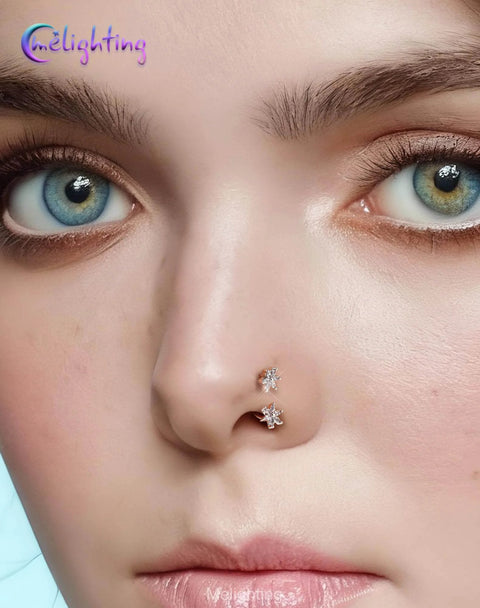 Must-Have Flower 20G Horseshoe Nose Ring Kit With Ball Grabber Tool, 316L Stainless Steel CZ Clear Threadless Nose Jewelry
