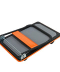 Heavy Duty Flatbed Cart And Hand Truck With 660 Lb Capacity Folding Design For Easy Storage, folded with orange finish.