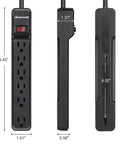 Surge Protector Power Strip With 12 Ft Extension Cord Flat Plug 6 Outlets One Wide Spaced Socket For Bulkier Plugs 500J Surge