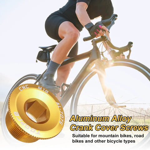 Gold M19 Aluminum Alloy Bicycle Crank Fixing Bolts Set For Chainring Arm And Crankset Screws on mountain bike in use