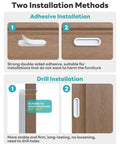 Self Adhesive Drawer Pull Handles 4 Inch White 4 Pack Durable Aluminum Alloy One Piece Construction No Rust Or Bending Dual Mount Quick Install Closet Door Knobs adhesive and drill options on wood cabinet