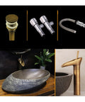 USZWBY Bathroom Sink Creativity Ceramic Vessel Sink Stone Texture Bathroom Sink Countertop Sink with faucet and drainage parts