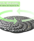 Hecka Smooth 13.4 Inch Round Lazy Susan Countertop Turnable Tray Featuring Mother Of Pearl Center And Black Wicker Boho Pattern with rotating design.